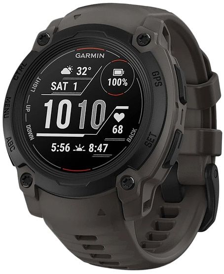 This GPS smartwatch features a highly visible monochrome display.